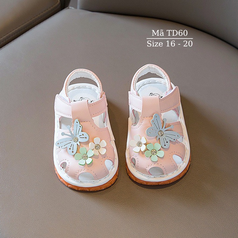 Dép sandal bé gái tập đi imibaby 0 - 24 tháng tuổi êm nhẹ chống trơn trượt có tiếng kêu chíp chíp đính hoa xinh xắn TD60