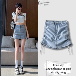 Chân váy jean dáng ngắn dây hông Cun Fashion thiết kế lưng cao hack dáng kiểu thời trang phong cách hàn