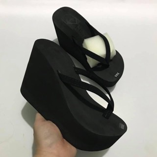 Dép xỏ ngón Kẹp Xốp Cao  7p ,9p ,12p (cm) full size Màu Đen quai nhung cho Nữ HÀNG CAO CẤP