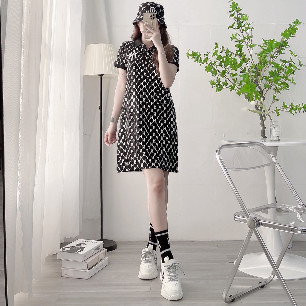 Đầm MLB Hàng xuất đẹp , vải cá sấu mặc mát. form chuẩn mặc lên đẹp