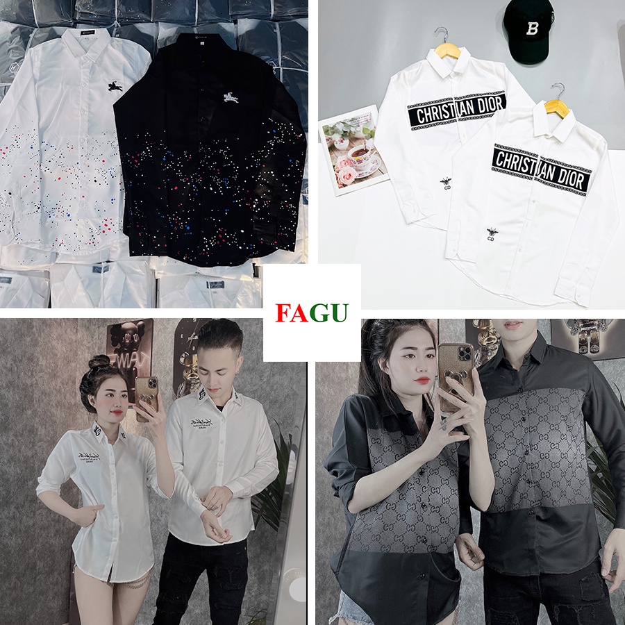 Áo Sơ Mi Tay Dài Nam Nữ GCC CTD PARIS Và CON NGỰA Vải Kate Lụa FAGU - FG265