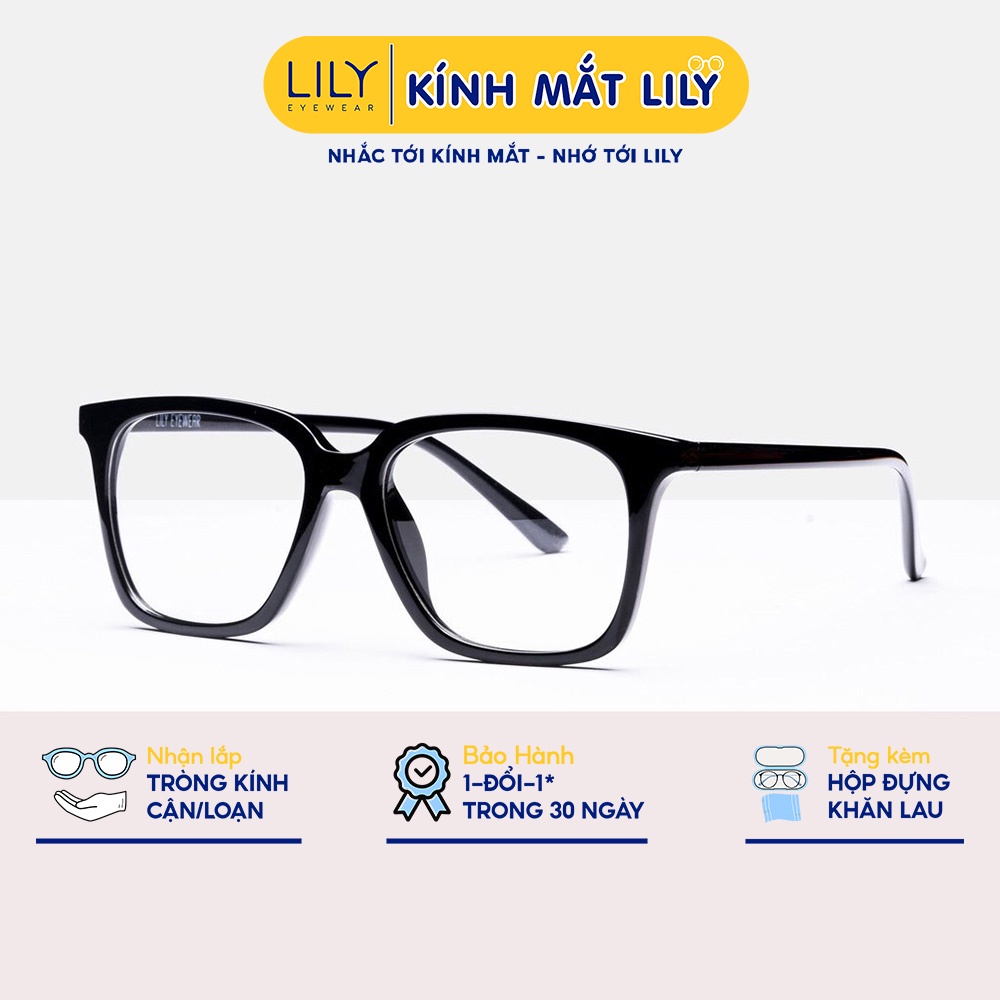 Gọng kính Nam Nữ Lilyeyewear mắt Vuông Giả cận nhựa cứng cáp màu sắc Thời trang C0001