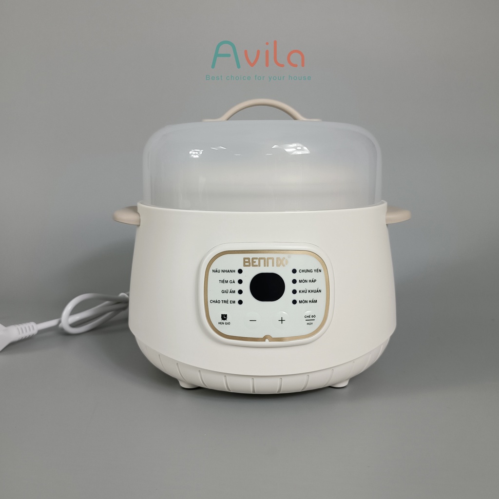 Nồi Nấu Chậm Bennix 1L Đa Năng Chính Hãng Chưng Yến, Nấu Cháo Bảo Hành 24 Tháng HDSD Việt Nam