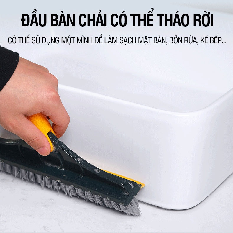 aCây chà sàn nhà tắm Kitimop-Z4 chổi cọ sàn và gạt nước đa năng 2 trong 1, cọ sạch khe hẹp và góc tường