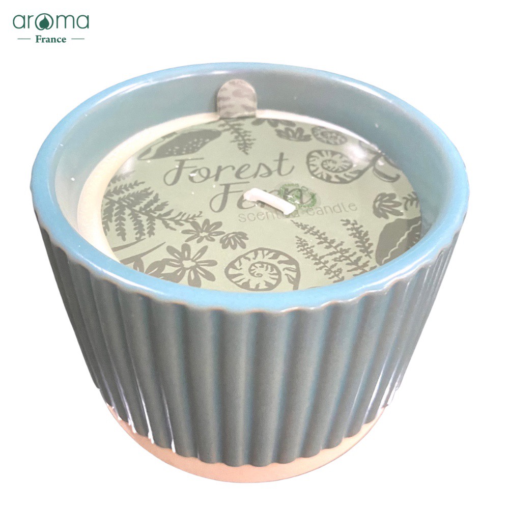 Nến thơm Aroma Mercury Row Ridged Scented Candle - Chậu Trắng Nến thơm hương Địa Trung Hải - Nến trang trí cao cấp 900Gr