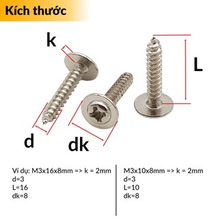 Vít Nhọn M3 bắt gỗ (50 vít) nhiều kích thước