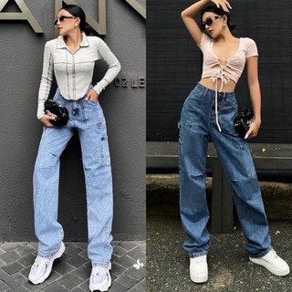Quần jean boy ống suông túi hộp - quần jeans boy ống đứng siêu ngầu