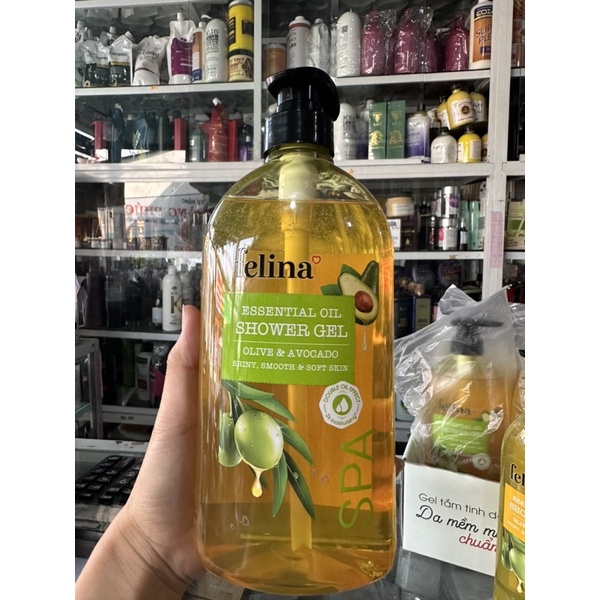 Sữa Tắm Dưỡng Thể Dạng Gel Felina Home Spa 800ml tinh dầu Oliu & Argan dưỡng ẩm giúp da mềm mịn gấp 2 lần