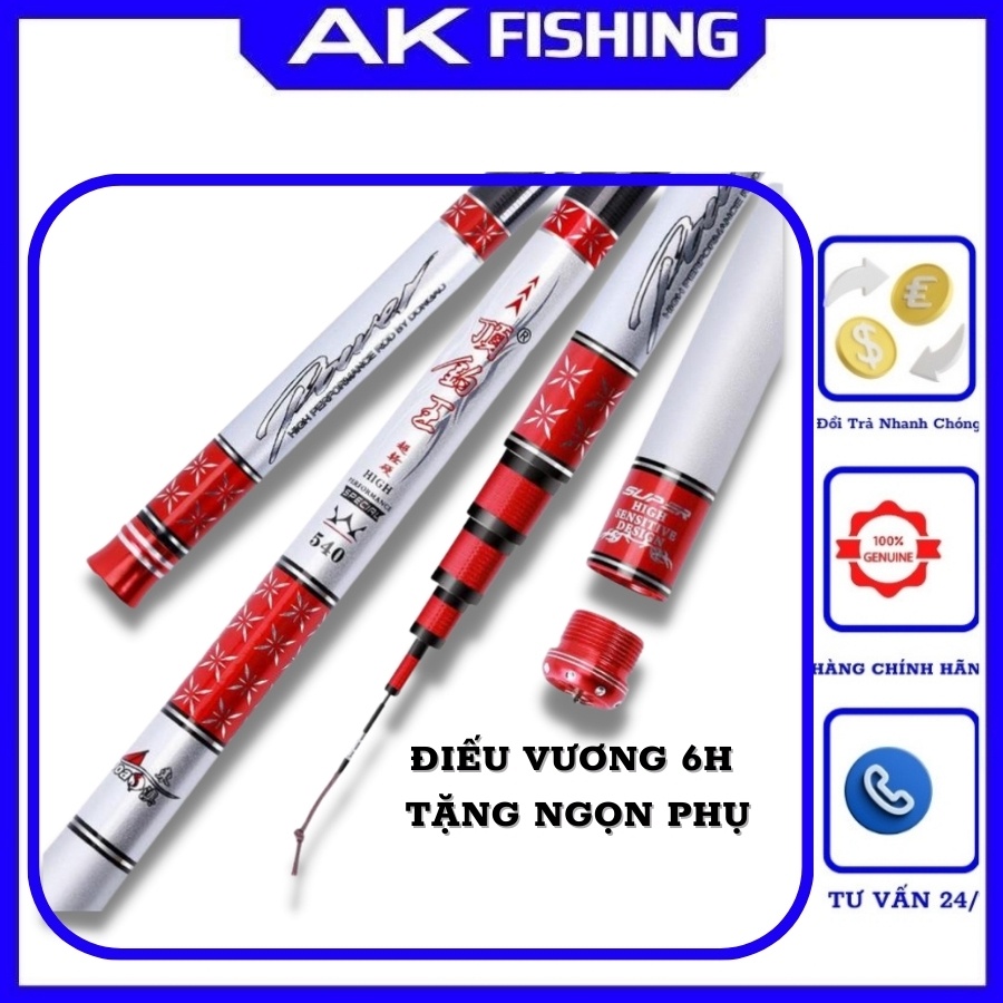 Cần câu cá điếu vương HANDING carbon 8 lớp toray chất lượng cao cấp giá rẻ câu tay đài đơn rô chép diếc AKfishing