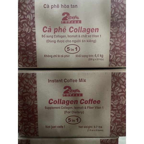 cafe colagen 2 zero 5in 1 (Thùng 20h) dành cho người tiểu đường