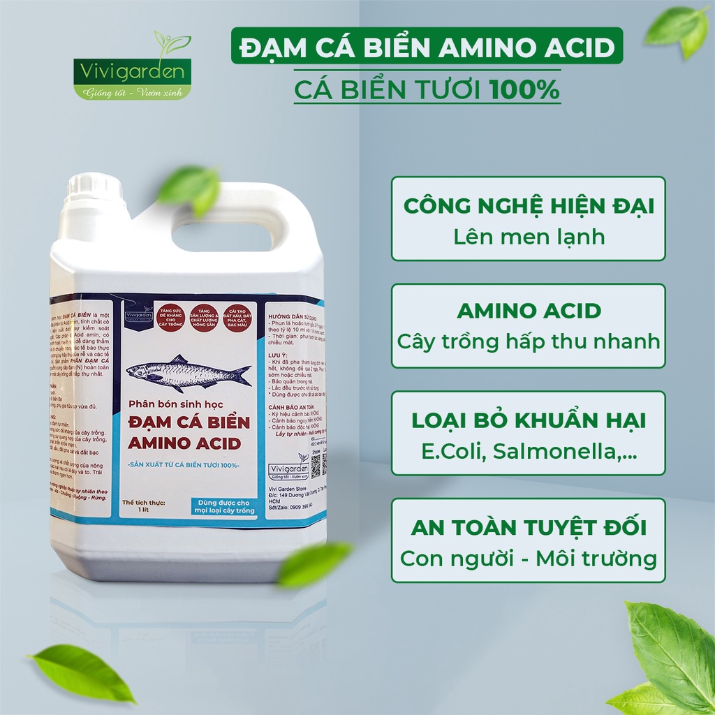Can 5 lít Chế Phẩm Sinh Học Hữu Cơ Đạm Cá Biển Amino Acid siêu đậm đặc giúp bổ sung dinh dưỡng giúp cây khỏe, dày quả