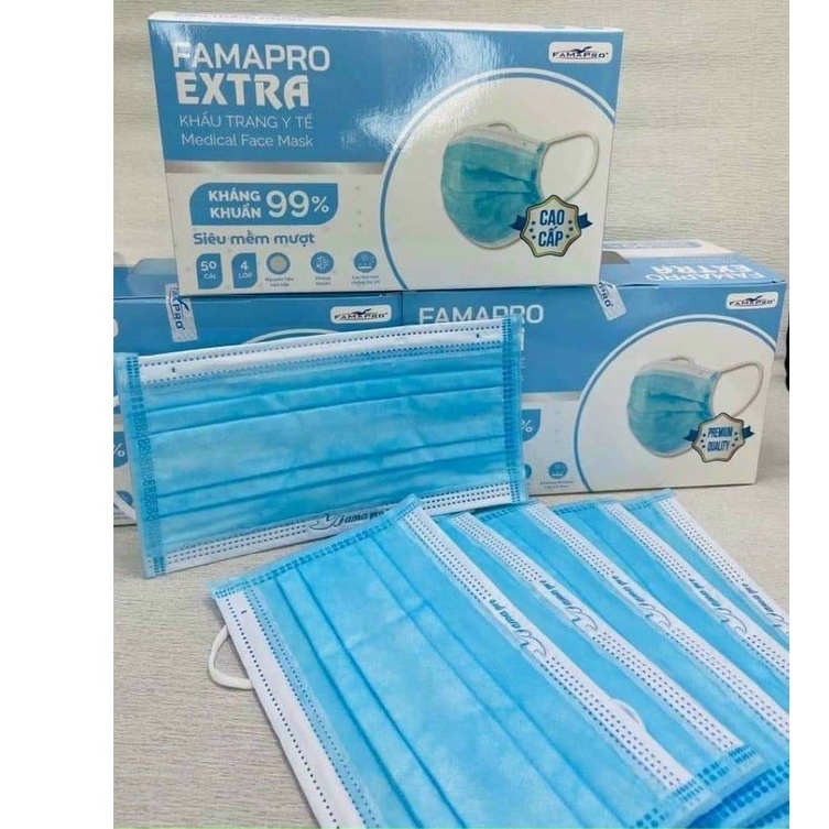 Khẩu trang y tế kháng khuẩn 4 lớp Famapro Extra