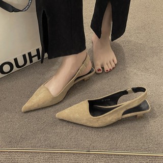 [ XẢ HÀNG] Giày cao gót nữ mũi nhọn gót nhọn đế thấp 3 phân da lộn (ảnh thật ở cuối)