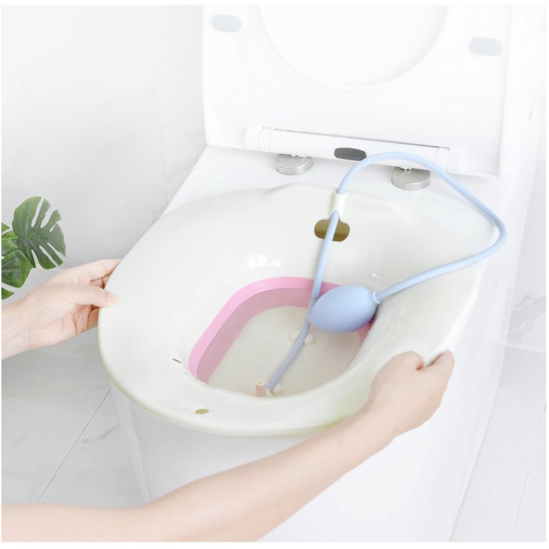 Chậu vệ sinh G01 cho phụ nữ bầu và người già kèm bơm nước tiện lợi xông hơi, hỗ trợ cho người sau điều trị trực tràng