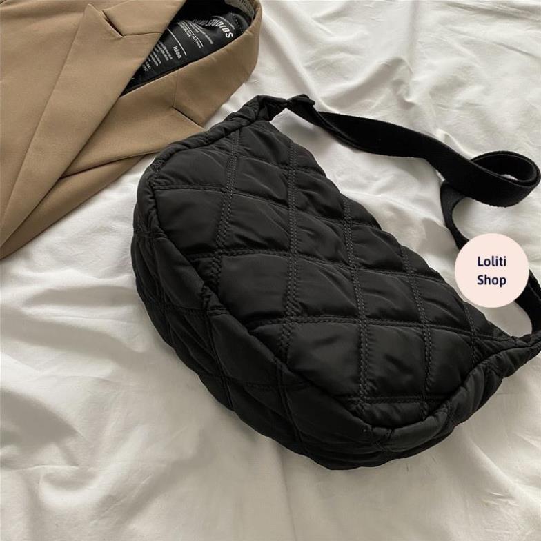 Túi đeo chéo, túi đeo vai vải Oxford nhẹ, chống thấm, chỉ thêu hình thoi thời trang LOLITI TDC655