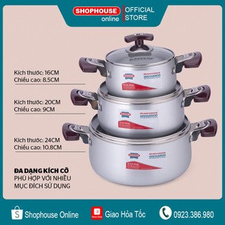 Bộ nồi nhôm anod Sunhouse SH6633 ( Size 16-20-24cm )