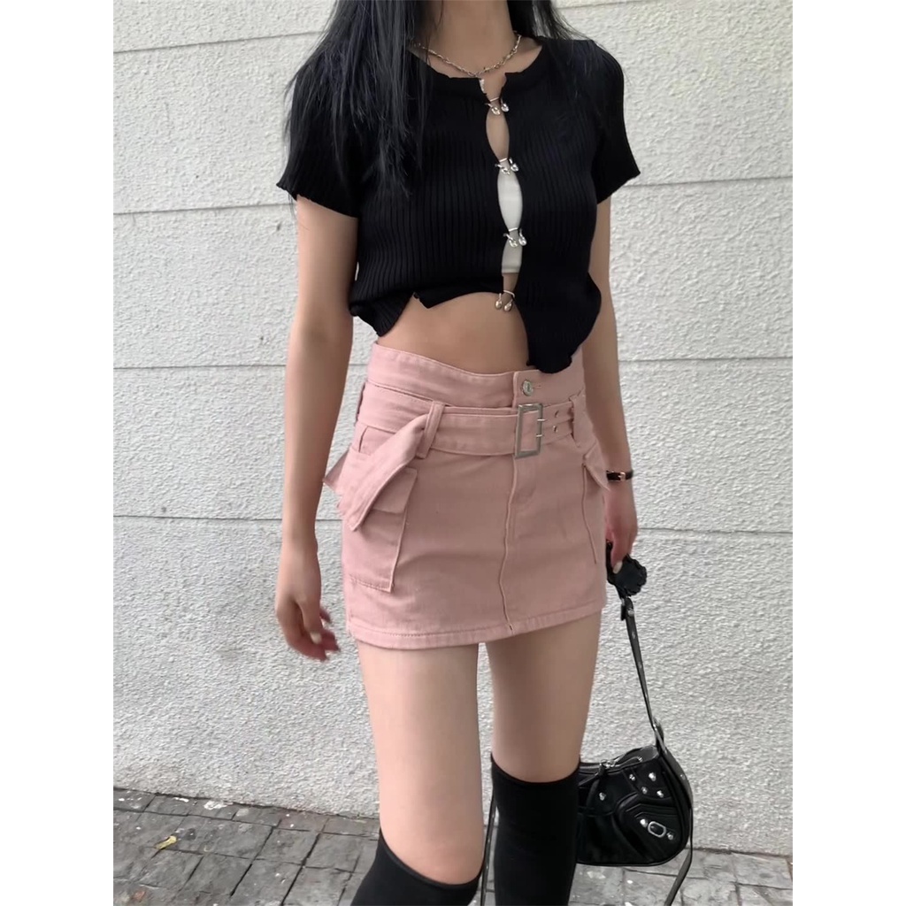 Lalisas Chân Váy Ngắn Dáng Chữ A Lưng Cao Phong Cách retro Thời Trang Hàn Quốc Cho Nữ