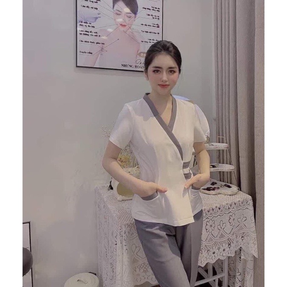 Đồng Phục Spa PHÚC HƯNG, Đồng Phục Thẩm Mỹ Viện, Chất Cotton Lạnh Hàng Loại 1, Thấm Hút Mồ Hôi
