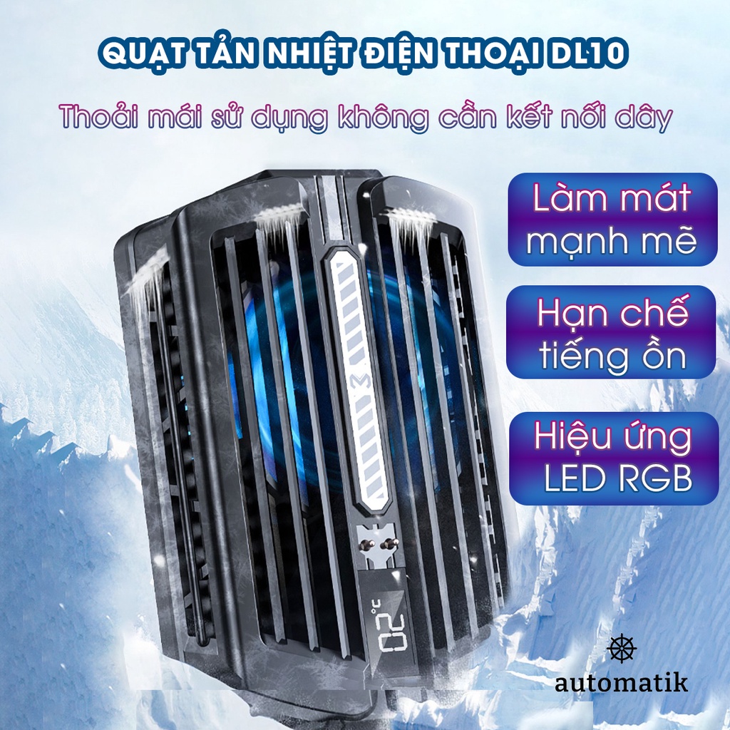 Quạt Tản Nhiệt Điện Thoại Sò Lạnh Làm Mát Memo Gaming LED DL01, DL05, DL07 - Automatik