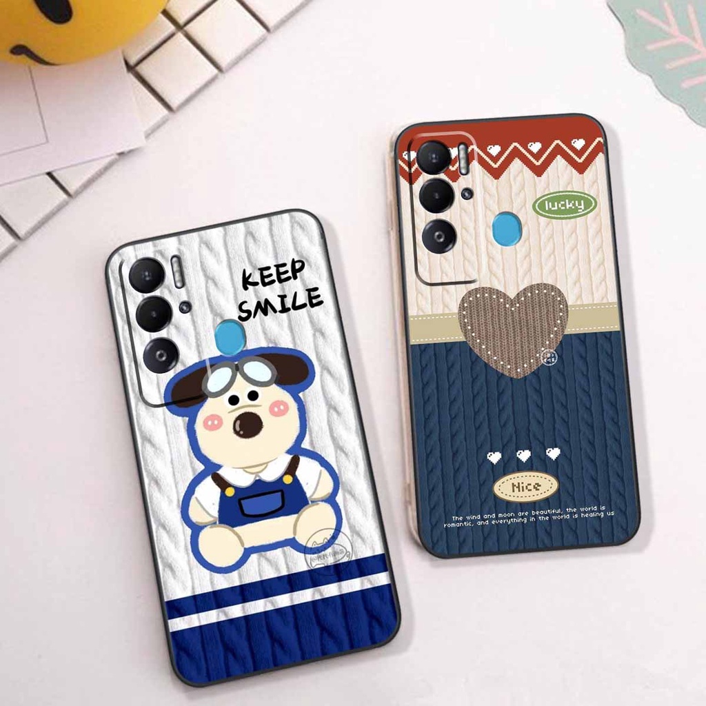 Ốp lưng TPU Viền vuông Tecno POVA NEO / SPARK 7 / SPARK 9 in hình họa tiết len Lucky Bunny,Bear,Smile
