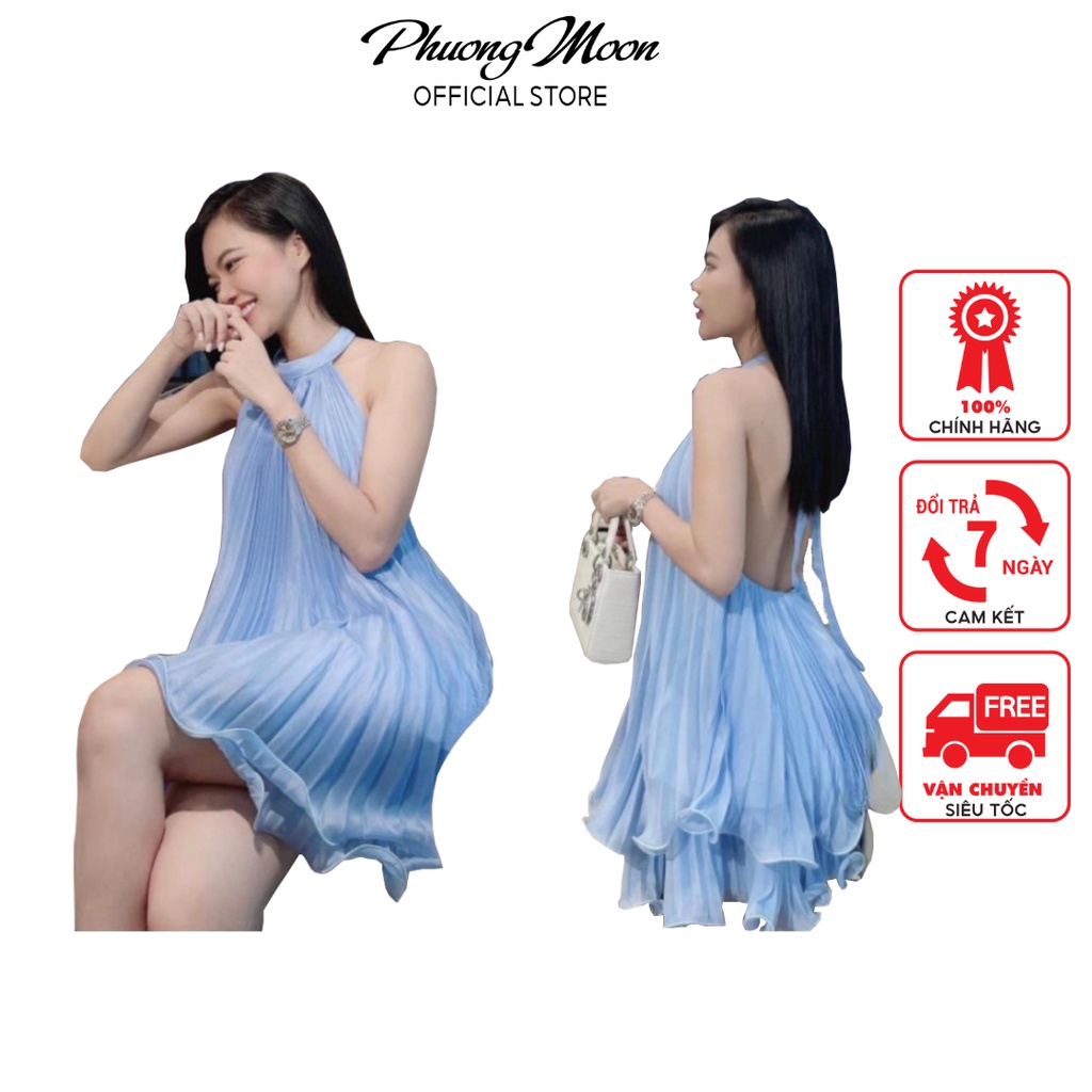 Sét đi biển nữ PHUONGMOON, chất liệu voan lụa mát nhẹ cổ yếm hở lưng