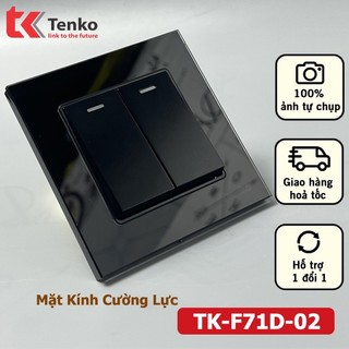 Công Tắc Đôi Mặt Kính Cường Lực Chống Xước Chống Va Đập - Công Tắc Âm Tường Nhật Bản TK-F71D-02 Đen