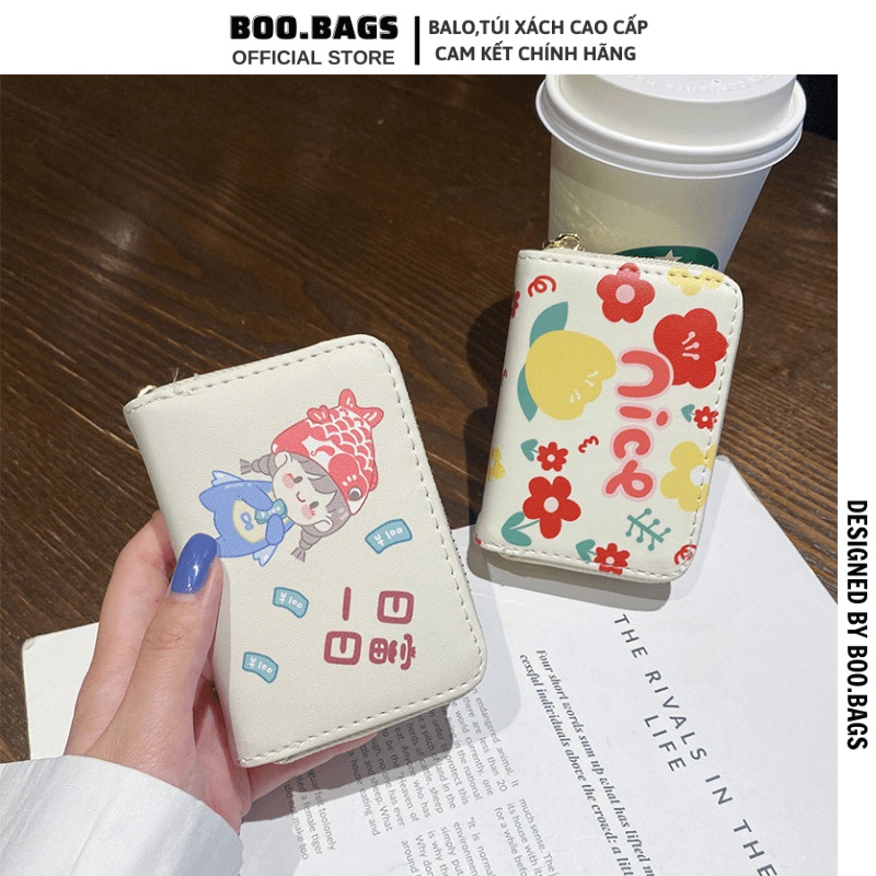 Ví Nữ Mini, Ví Cầm Tay Nữ Hình Cô Gái Nhiều Màu Dễ Thương Với 12 Ngăn Cute Boobags Boo-035