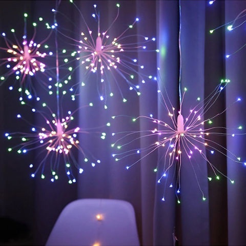 Dây đèn led pháo hoa 3 tầng nhiều màu trang trí nhấp nháy 5 chùm chồng nước