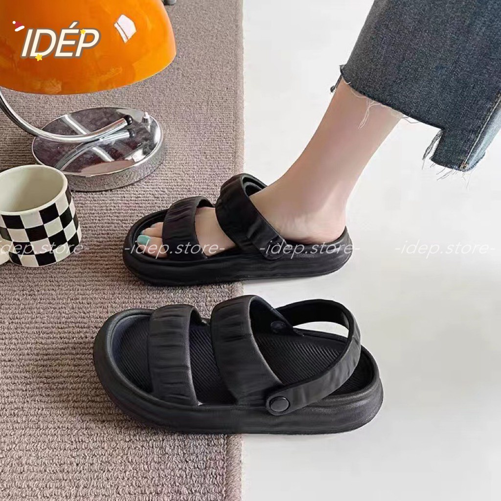 𝐢𝐃É𝐏 𝐆𝐋𝟎𝟔𝟓 Giày sandal bánh mì nhúm 2 quai ngang chất EVA đế dày 2022 siêu nhẹ đi mưa