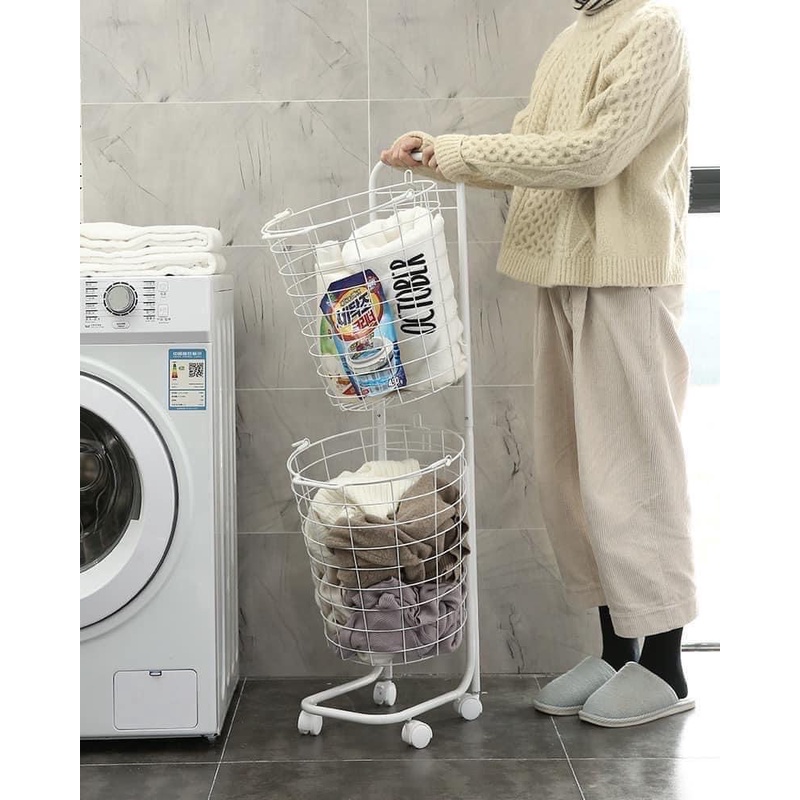 Kệ (Giỏ) Đựng Đồ, Chia Quần Áo Phòng Giặt Chất Liệu Thép Không Gỉ Cao Cấp