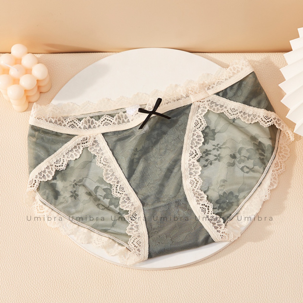 Quần lót nữ Ren hoa Umibra chất Cotton cao cấp khoét sâu gợi cảm siêu thông thoáng - QL08