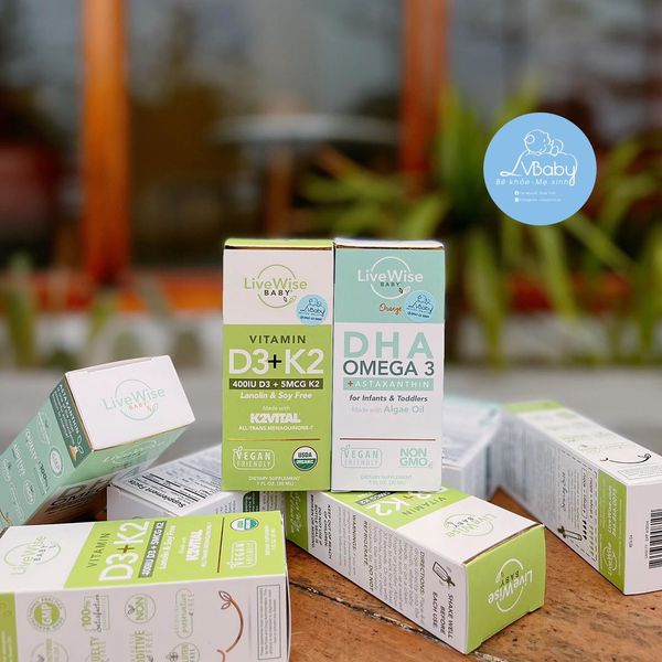 COMBO D3K2 + DHA LIVEWISE USA  CÓ NGUỒN GỐC ORGANIC, THUẦN CHAY