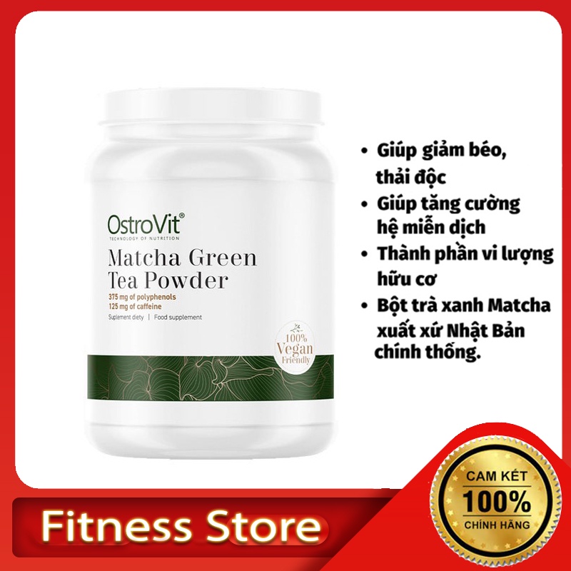 Bột Trà Xanh Green Tea Matcha 100g Ostrovit Chống Oxy Hoá, Giúp Giảm Cân, Giảm mỡ Caffein chống hấp thu chất béo Làm Đẹp