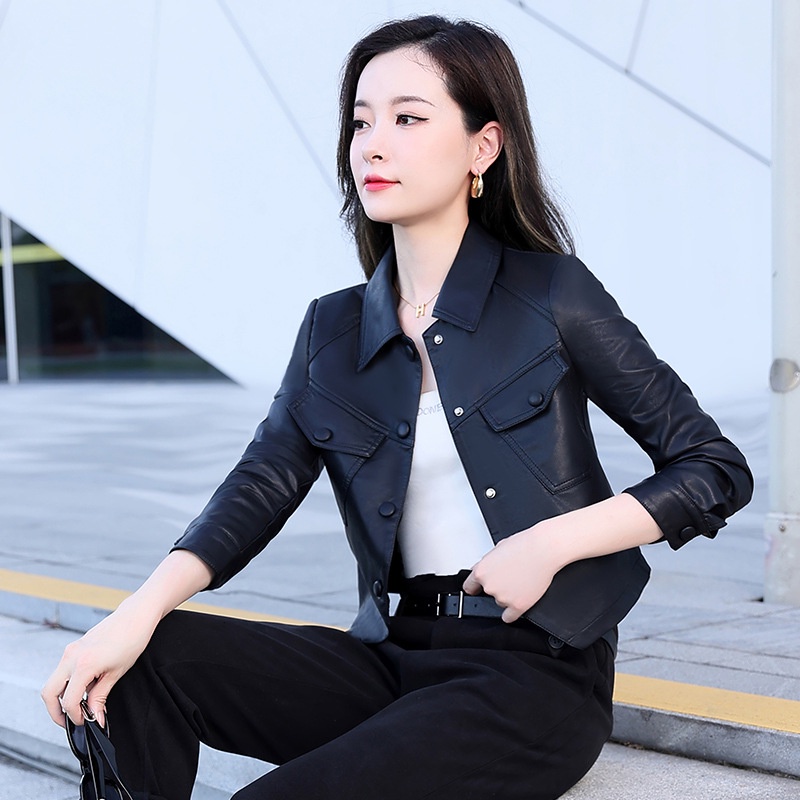 Áo khoác da croptop lót nỉ dày ấm cân mọi outfit