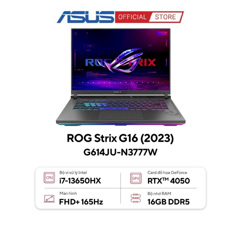 Laptop Asus ROG Strix G16 G614JU-N3777W (Intel® Core™ i7-13650HX & RTX 4050 6GB)