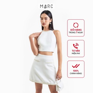Áo kiểu nữ marc fashion tweed croptop cổ yếm phối viền ngọc trai falh112022