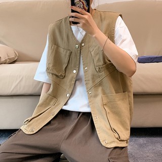 Áo gile nam dạng vest phối túi form rộng, gile nam unisex mỏng mặc ngoài phối đồ mùa hè phong cách hiphop