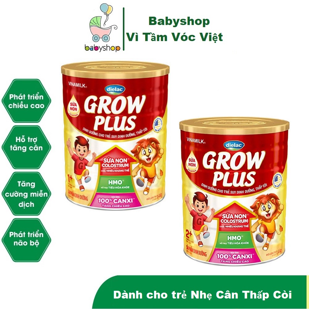 Sữa bột Dielac Grow Plus Đỏ 1+ 2+ 1.4kg (HSD mới nhất)