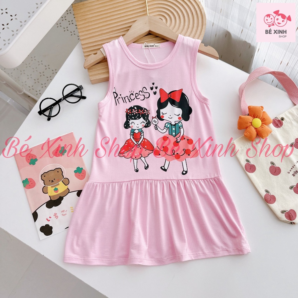 Váy Đầm Đuôi Cá Sát Nách Mùa Hè Cho Bé Gái Minky Mom  Váy Đầm Thun Lạnh Ba Lỗ Hè Cho Trẻ Em Bé Gái ĐẦM BA LỖ