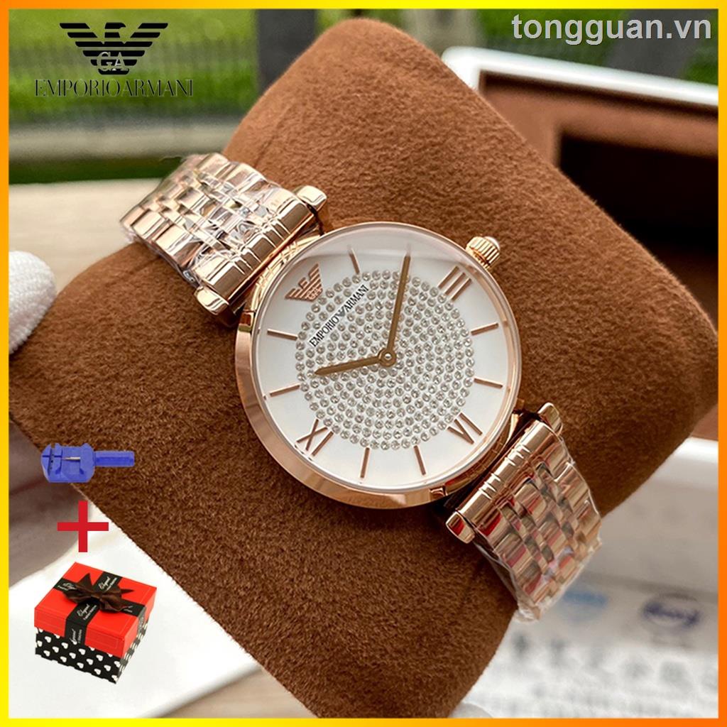 Đồng Hồ Đeo Tay Armani Đính Kim Cương Lấp Lánh Sang Trọng Cho Nữ