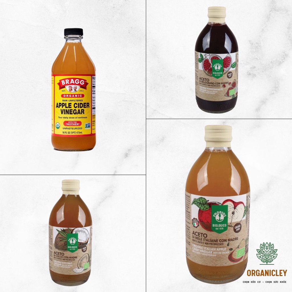 Giấm Táo Hữu Cơ Bragg/ ProBios Organic Apple Cider Vinegar - Giấm Lựu Hữu Cơ ProBios - Giấm Dừa Hữu Cơ ProBios - Dấm Táo