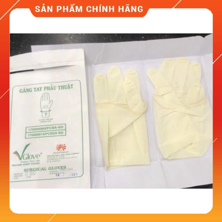 Găng tay phẫu thuật dài 28cm đã tiệt trùng Vglove có bột