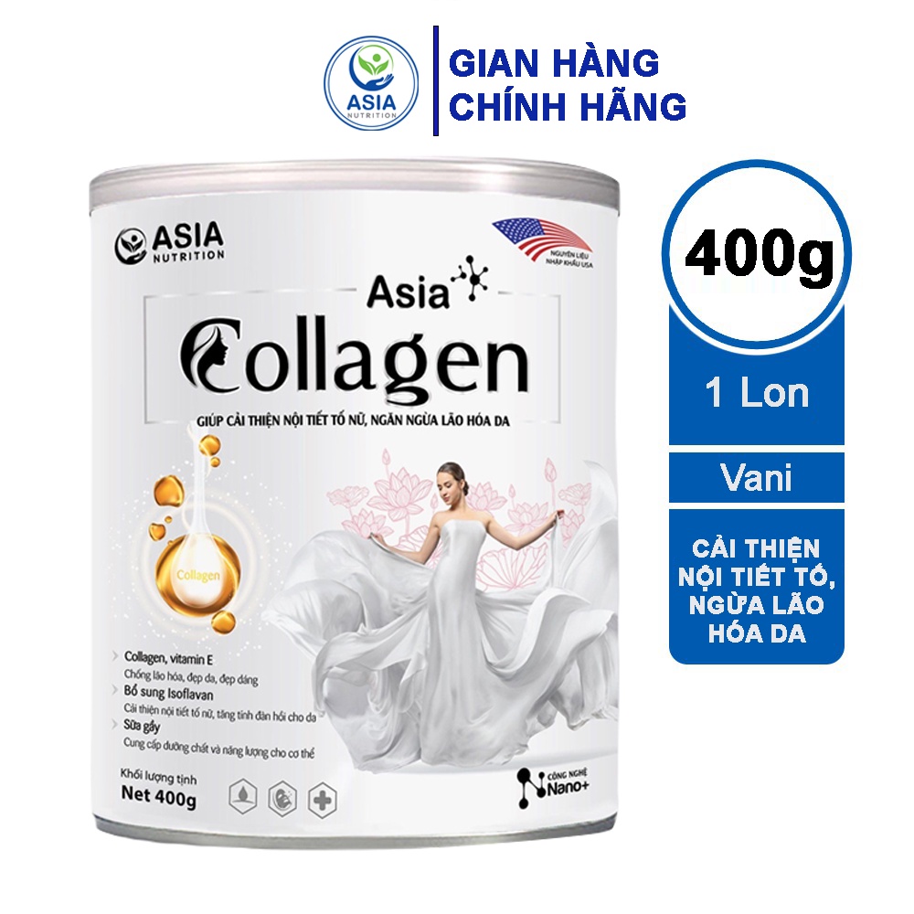 Sữa bột dinh dưỡng Asia Collagen ASIA NUTRITION 400g giúp cải thiện nội tiết tố nữ và ngăn ngừa lão hóa