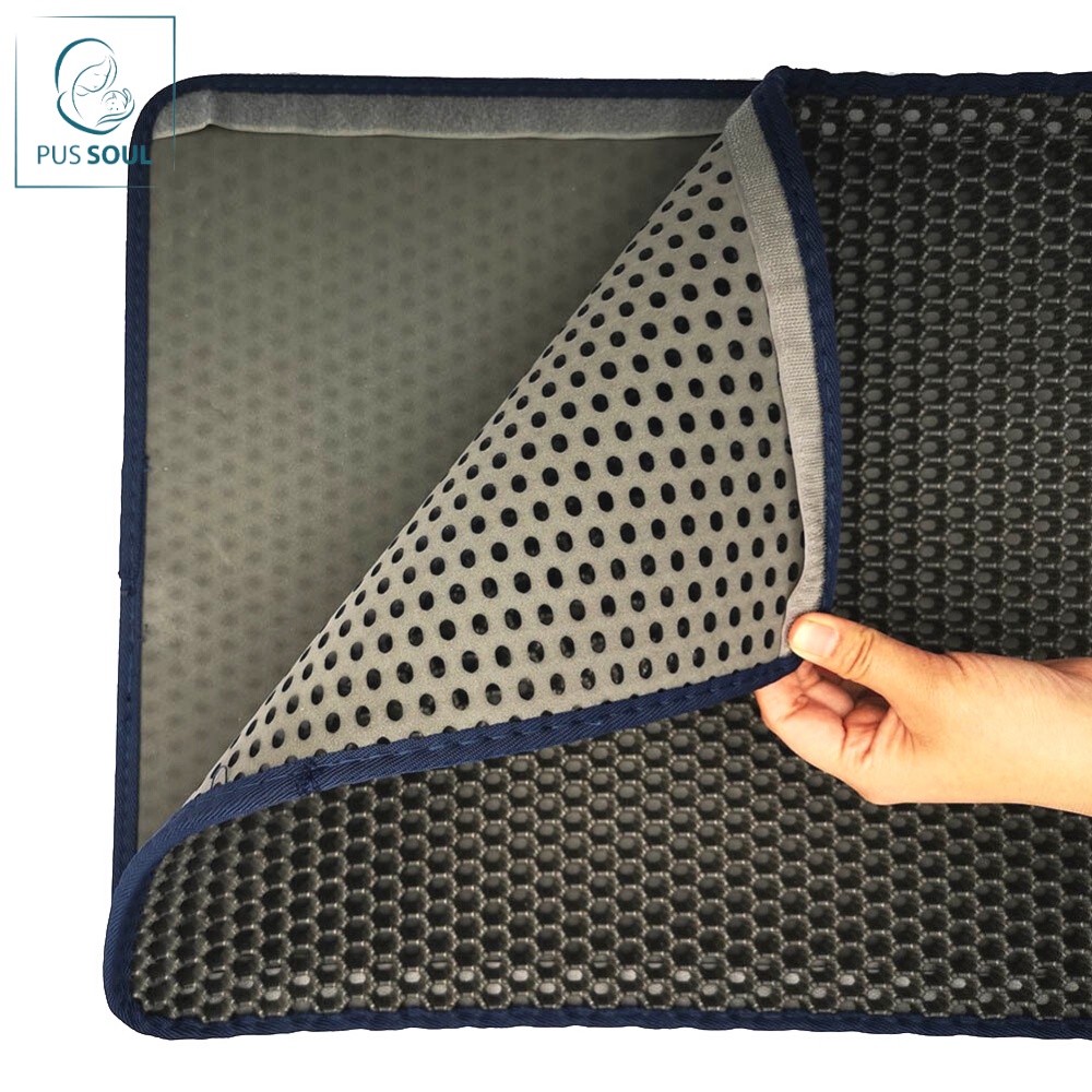 PusSoul - Thảm Hứng Cát Mèo Size Lớn 60x45cm - Thảm Lót Chống Văng Cát Cho Mèo, Chống Cát Mèo Rơi Vãi