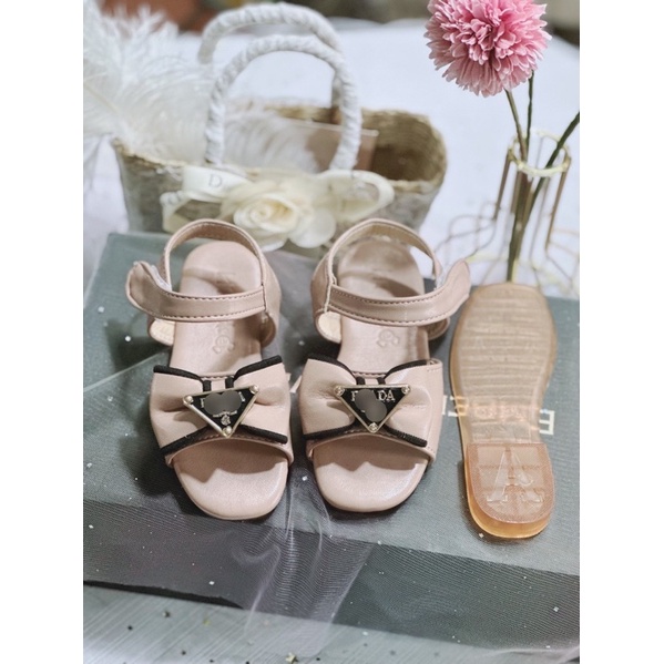 dép sandal nơ P.z.a.d.â cho bé gái da mềm đế trong đẹp