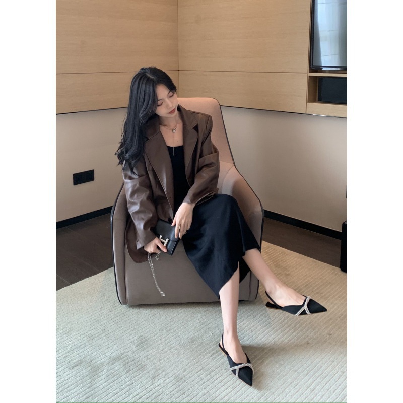 Slingback Zara cao gót bít mũi quai hậu rải đá trang trí 9p