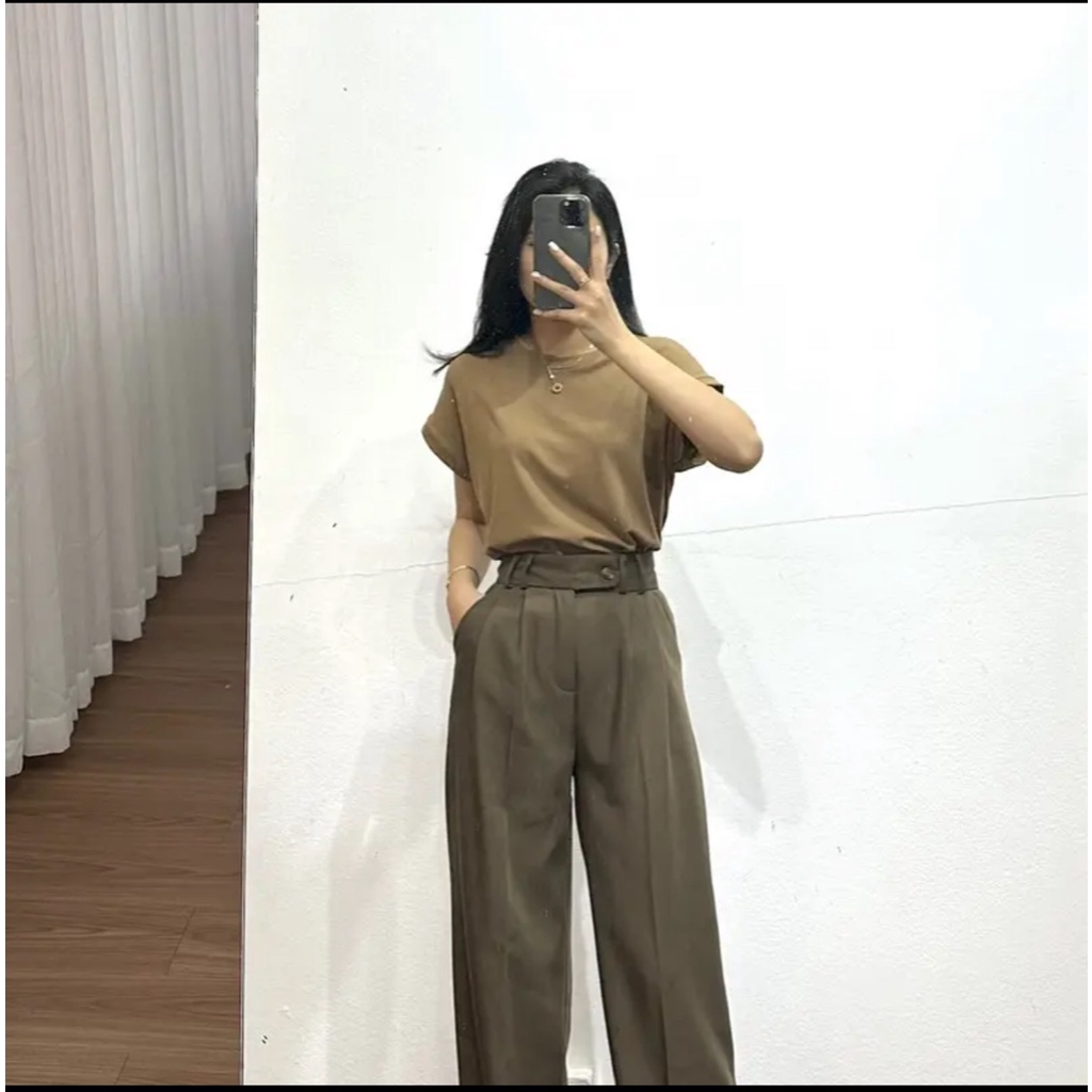 Áo thun nữ cổ tròn tay hến màu trơn chất thun Cotton Hàn