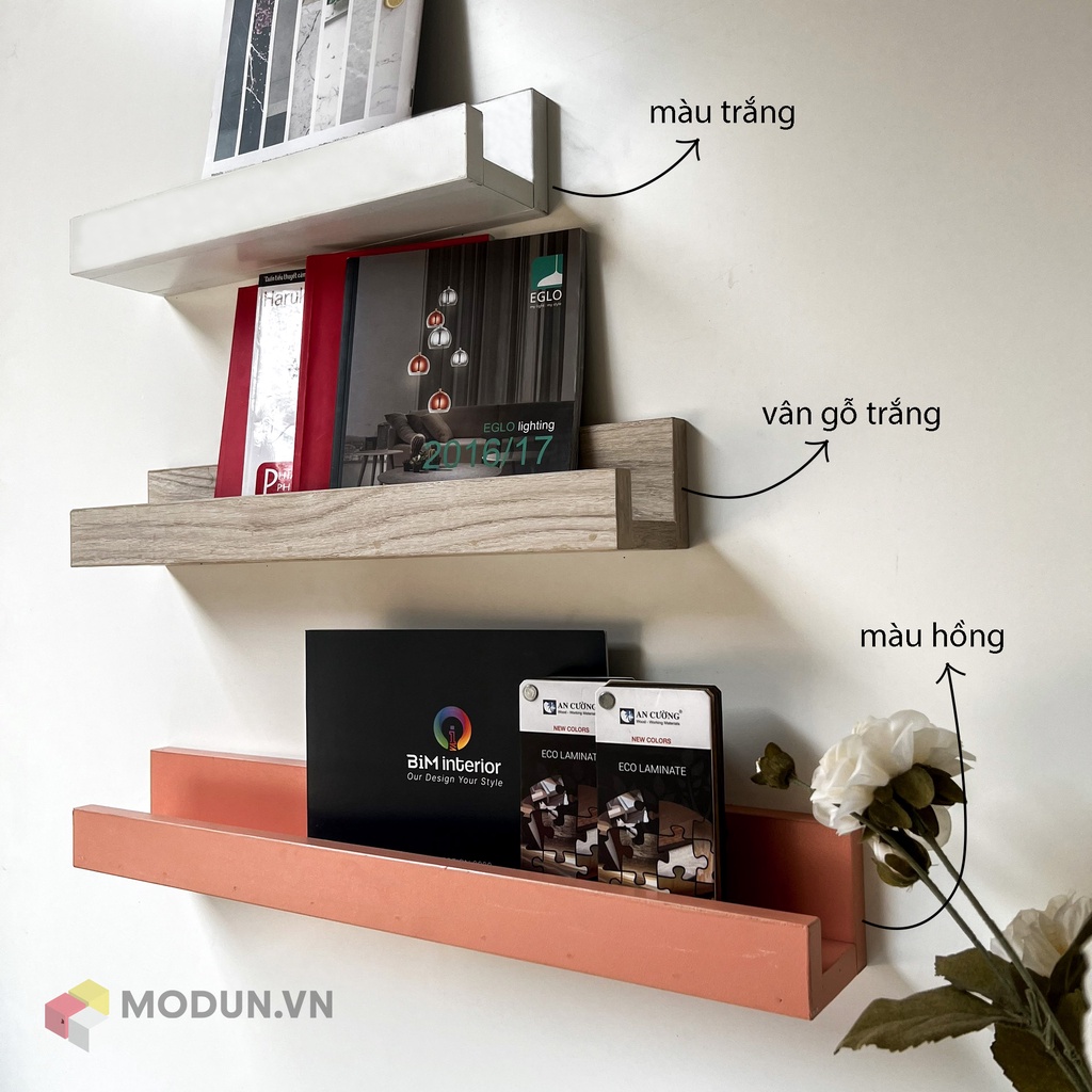 Kệ trang trí treo tường lẻ để sách hiện đại ksl009 MODUN.VN-gỗ công nghiệp MDF 17mm không cong vênh