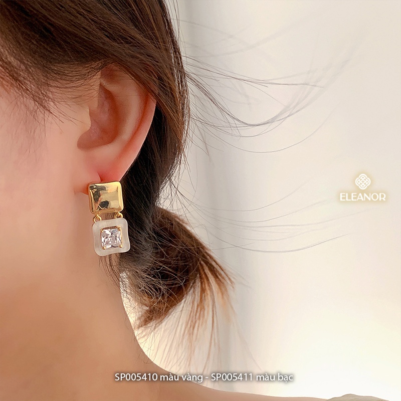 Bông tai nữ chuôi bạc 925 Eleanor Accessories hình vuông đính đá phụ kiện trang sức 5410