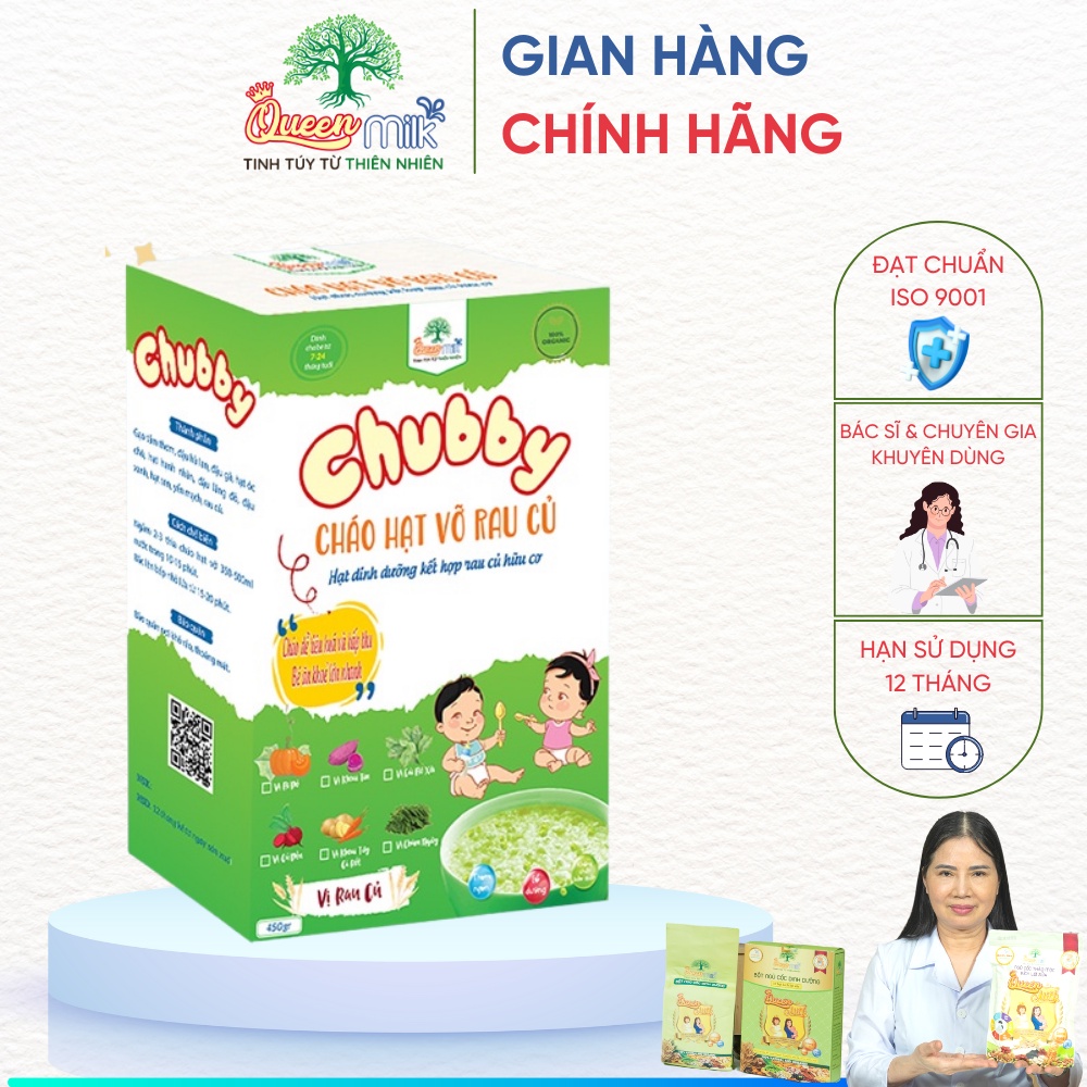 Cháo hạt vỡ Chubby vị cải bó xôi ⚡ CHÍNH HÃNG ⚡ Cháo hạt vỡ dành cho bé từ 7 tháng tuổi giúp bé tăng cân, hấp thu tốt